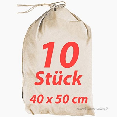 Pochette en tissu robe ersacke avec cordon de serrage Sac zuzieh linge naturel 40 x 50 cm Lot de 10 - B078Y9TWWN
